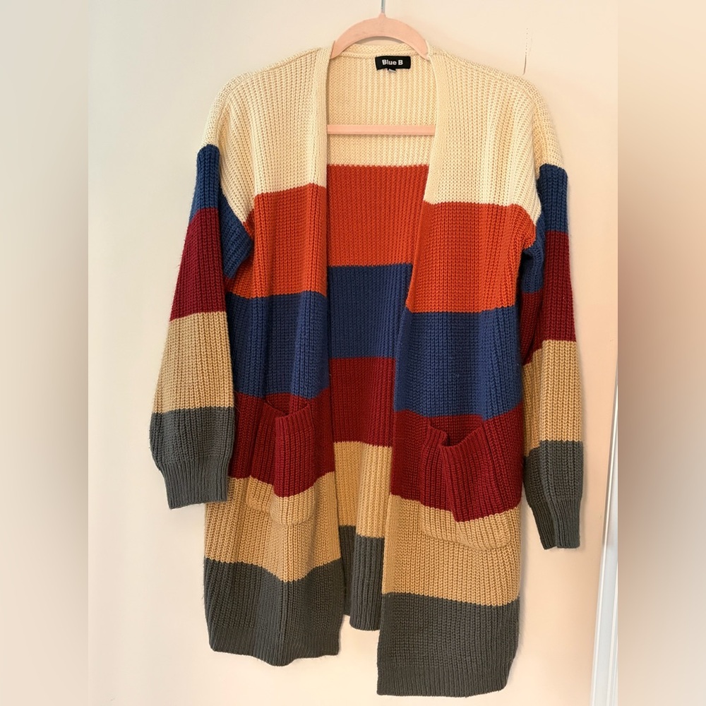 Open-Front Colorblock Knit Cardigan - Picture 2 of 4